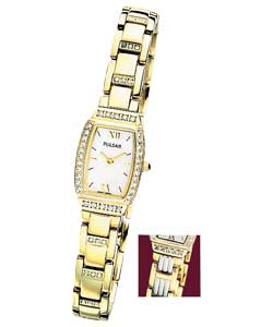pulsar Ladies Gold Plated Reversible Bracelet Watch