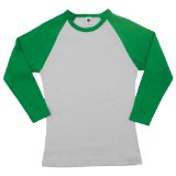 Pulse Home Products American Apparel - Baby Rib 3/4 Sleeve Raglan, White and Kelly Green, S