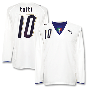 06-07 Italy Away L/S 4 Star Shirt + Totti No.10
