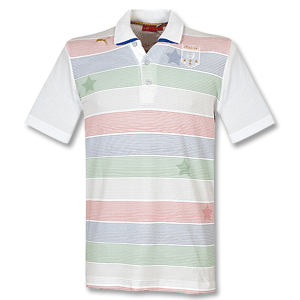 Puma 2009 Italy Polo Shirt - Coloured Stipes - White