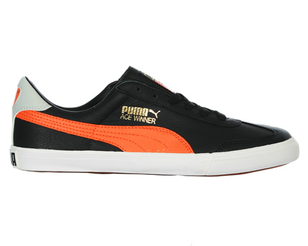 Puma Ace Winner Black/Orange Leather Trainers