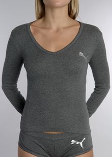 Melange Cat long sleeve v-neck shirt