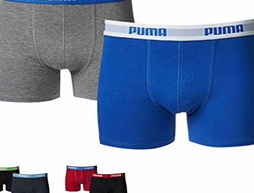 Puma Boys Boxer Shorts 2P Soft Feel Fabric Sports Pants Two Pair Pack - Blue/Grey, 7-8 Yrs