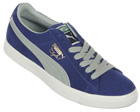 Clyde Script Blue/Grey Suede Trainers