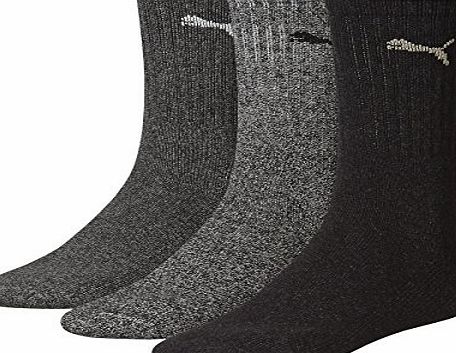 Puma Crew Sock (Pack of 3) - Grey Mix, Size 6-8