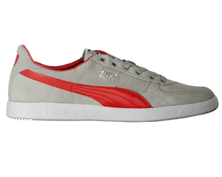 Dallas Grey/Red Suede Trainers