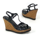 Garage Sandals - Damo - Womens Wedge Sandal - Black Size 3 UK