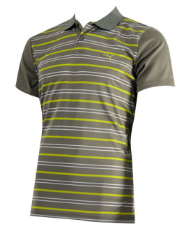 puma Golf Yarn Dye Stripe Polo Steel Grey