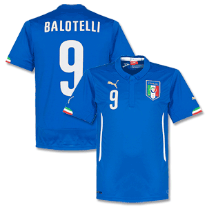 Italy Home Balotelli Shirt 2014 2015 (Official