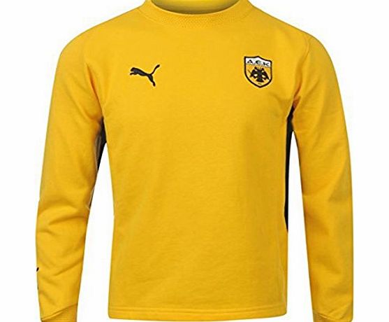 Puma Kids Children Boys Juniors AEK Black Top Shirt Sweater Sport Sweatshirt Yellow 11-12 (LB)