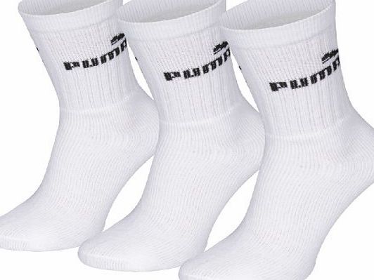 Puma Kids Classic Sports Socks (Pack of 3) - White, UK 12-2