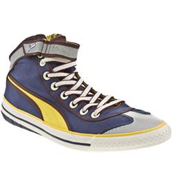 Male 917 Mid Popart Fabric Upper Fashion Trainers in Blue and Yellow