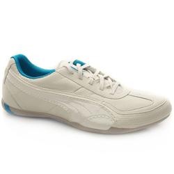 Male Alsten Ii Leather Upper Fashion Trainers in White and Blue