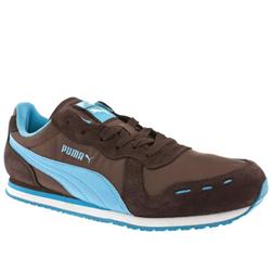 Puma Male Cabana Racer Manmade Upper Fashion Trainers in Brown and Pale Blue