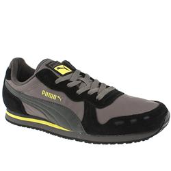 Male Cabana Racer Suede Upper Fashion Trainers in Black and Grey, Burgundy