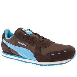 Puma Male Cabana Racer Too Manmade Upper Fashion Trainers in Brown and Pale Blue