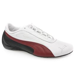 Puma Male Drift Cat L Leather Upper Fashion Trainers in White and Red