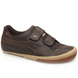 Puma Male French 77 Strap Leather Upper Fashion Trainers in Brown and Stone