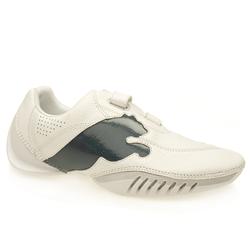 Puma Male Induction Distressed Leather Upper Fashion Trainers in White and Navy