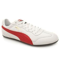 Male Ring L Leather Upper Fashion Trainers in White and Red