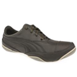Puma Male Usan Leather Upper Fashion Trainers in Khaki, White and Black, White and Navy