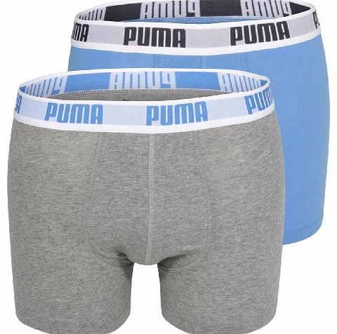 Puma Mens Basic Boxer - Grey/Blue, Medium