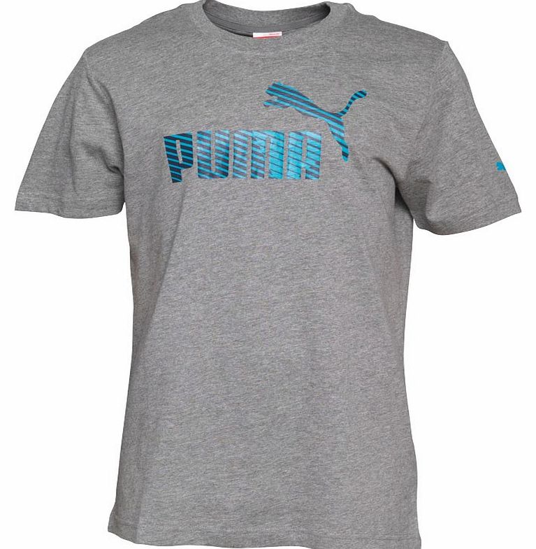 Puma Mens Cut Through Logo T-Shirt Grey/Blue/Navy
