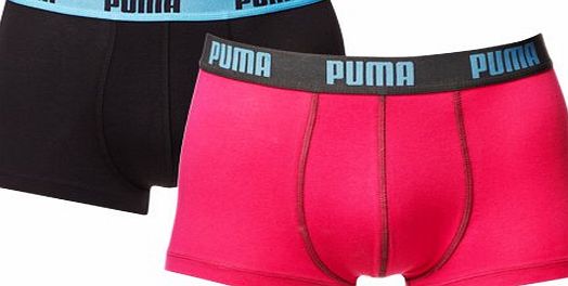 Puma Mens Luxury Soft Cotton Boxer Shorts - Pack of 2 (Large, Pink/Black)