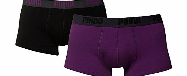 Puma Mens Luxury Soft Cotton Boxers Shorts - Pack of 2 (Large, Purple/Black)