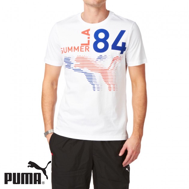 Puma Mens Puma LA 84 T-Shirt - White