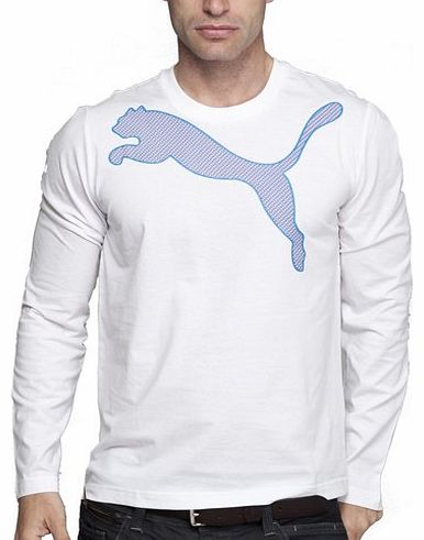 Mens Puma Large Logo White Long Sleeve T-Shirt - L
