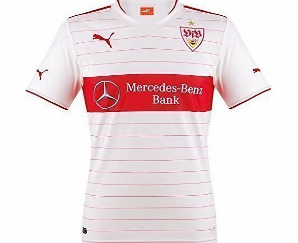 Puma Mens Replica Football Jersey with Sponsors Logo VFB Stuttgart Home Kit white-team regal red Size:XL