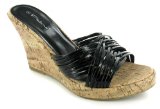 Platino `Sophia` Ladies Cork Effect Wedge Mule Sandal Shoes - Black - 7 UK
