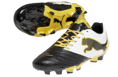 Puma PowerCat 3.12 FG Football Boots Black/White/Yellow