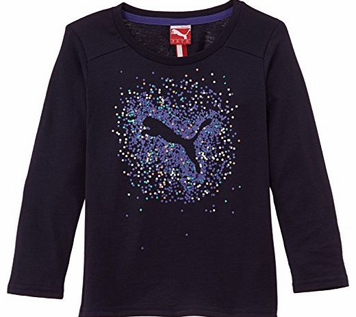Puma  Graphic Girls Long Sleeve T-Shirt blue peacoat Size:13 years