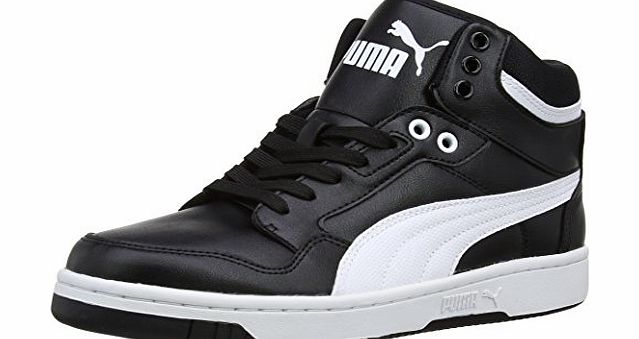 Puma  Mens Rebound Mid Basketball Shoes Black/White 7 UK, 40.5 EU
