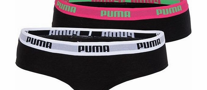 Puma Soft Cotton Hipsters - Pack of 2 (Small, Black/Black)