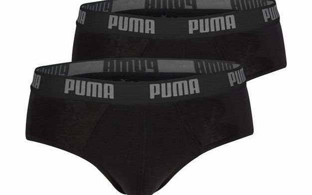 Puma Soft Cotton Mens Luxury Briefs - Pack of 2 (Medium, Black/Black)
