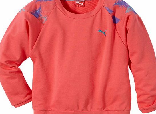 Puma Trend Girls Sweatshirt Red Calypso Coral Size:11 years