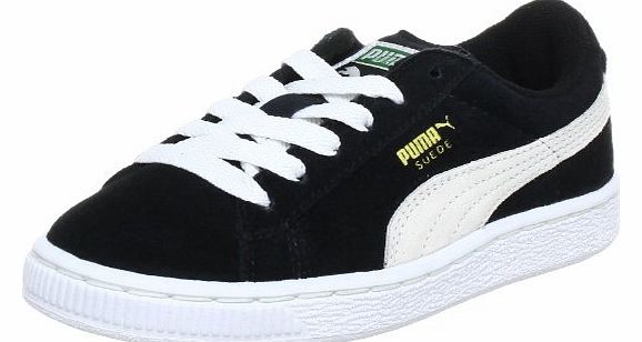 Puma Unisex - Child Suede Kids Low Top Black Schwarz (black-white 01) Size: 4