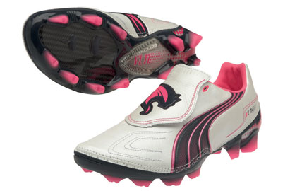 Puma V1.11 K i FG Football Boots White/Navy/Pink