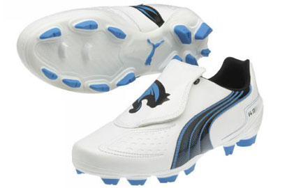 Puma V4.11 FG Football Boots White/Black/Blue