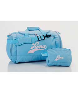 Puma Womens Blue Script Holdall and Wash Bag