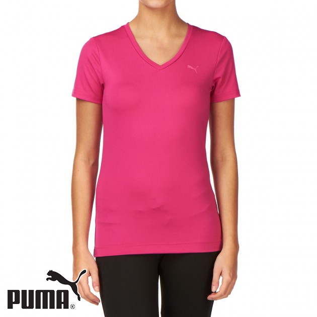Womens Puma Essential V T-Shirt - Berry