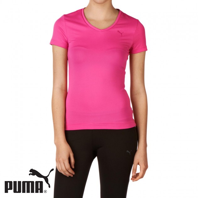 Puma Womens Puma Essential V T-Shirt - Raspberry
