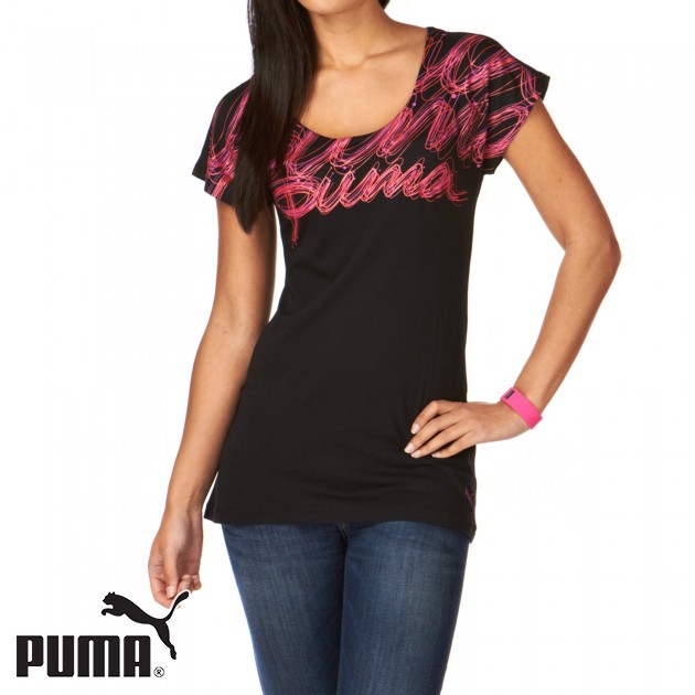 Womens Puma Script Best T-Shirt - Black