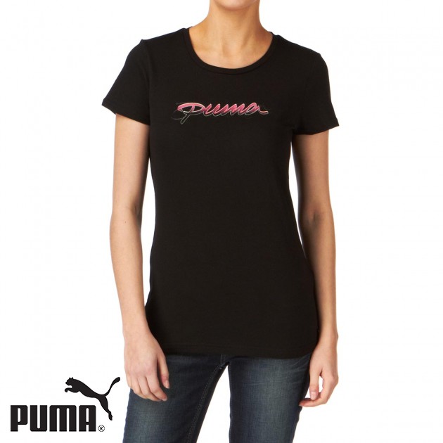 Womens Puma Script T-Shirt - Black