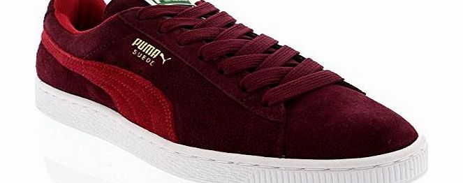 Womens Puma Suede Classic Lace Up Low Top Shoes Casual Sports Trainers - Maroon - 5