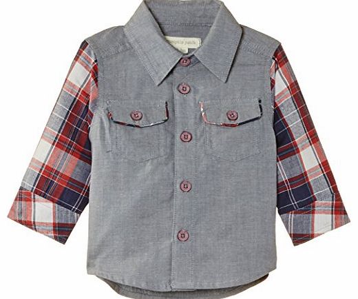 Pumpkin Patch Baby Boys Check Long Sleeve Shirt, Blue Denim, 6-12 Months
