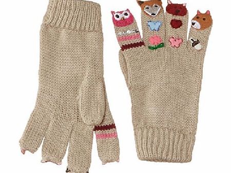 Pumpkin Patch Baby Girls Forest Friends Gloves Mittens, Brown (Seed Pearl), Large